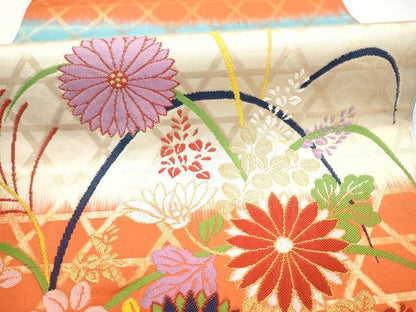 平和屋着物●桝屋高尾　太鼓柄　本袋帯　籠目菊文　金糸　正絹　逸品　CABH5006hy