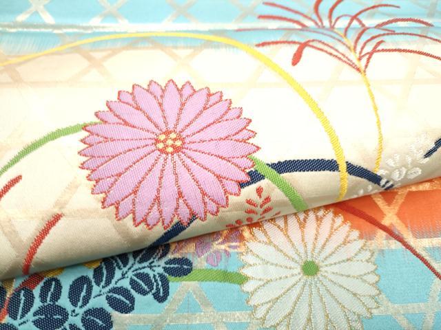 平和屋着物●桝屋高尾　太鼓柄　本袋帯　籠目菊文　金糸　正絹　逸品　CABH5006hy