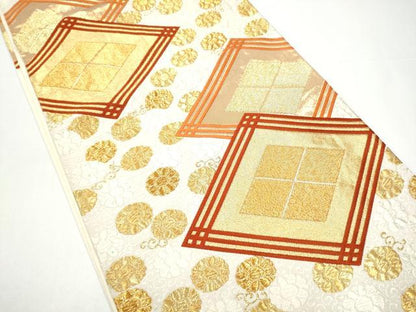 平和屋着物●西陣　河合美術織物謹製　六通柄袋帯　唐織　菱花文　金糸　正絹　逸品　CABH5009hy