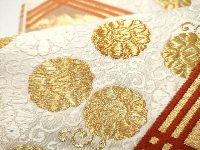 平和屋着物●西陣　河合美術織物謹製　六通柄袋帯　唐織　菱花文　金糸　正絹　逸品　CABH5009hy