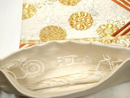 平和屋着物●西陣　河合美術織物謹製　六通柄袋帯　唐織　菱花文　金糸　正絹　逸品　CABH5009hy