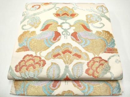 平和屋着物●六通柄　本袋帯　鴛鴦唐草文　金糸　正絹　逸品　CABH5012hy