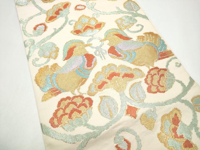 平和屋着物●六通柄　本袋帯　鴛鴦唐草文　金糸　正絹　逸品　CABH5012hy