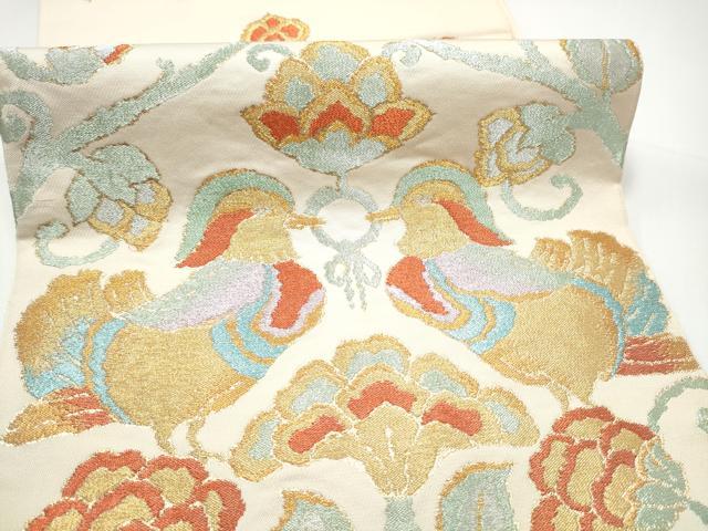 平和屋着物●六通柄　本袋帯　鴛鴦唐草文　金糸　正絹　逸品　CABH5012hy