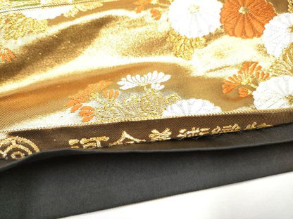 平和屋着物●西陣　河合美術織物謹製　六通柄袋帯　唐織　流水花文　金糸　正絹　逸品　CABH5016hy