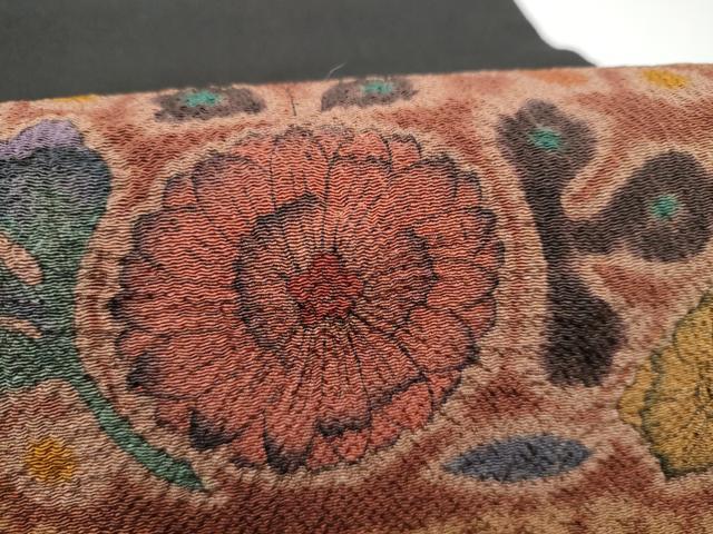 平和屋着物●：伝統工芸士　水野保　保辻が花染　九寸開き名古屋帯　辻が花　絞り　黒地　鬼しぼ縮緬　共箱付き　正絹　逸品　CABH5027hy