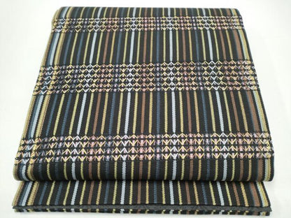 平和屋着物●太鼓柄袋帯　横段文　金糸　正絹　逸品　CABH5031hy