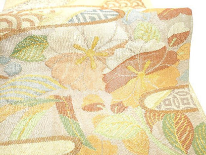平和屋着物●西陣　川島織物　本金　六通柄袋帯　エ霞草花文　正絹　逸品　CABH5033hy