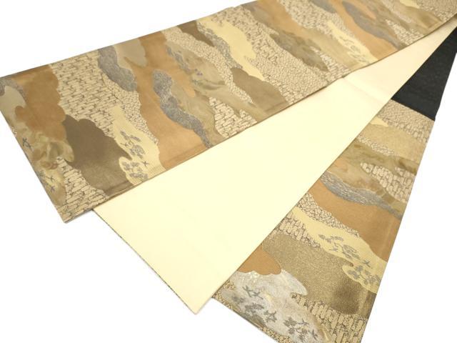 平和屋着物▼六通柄袋帯　雲重ね飛鳥文　金彩　正絹　逸品　CABH5034hy