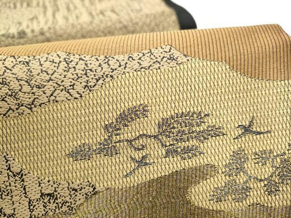 平和屋着物▼六通柄袋帯　雲重ね飛鳥文　金彩　正絹　逸品　CABH5034hy