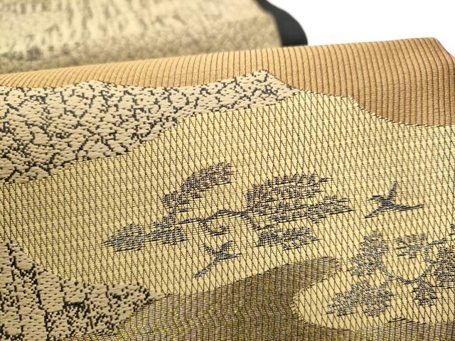 平和屋着物▼六通柄袋帯　雲重ね飛鳥文　金彩　正絹　逸品　CABH5034hy