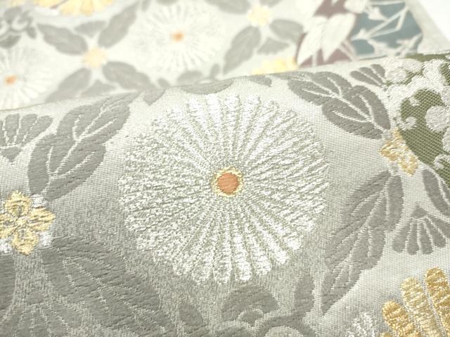 平和屋着物●六通柄袋帯　唐織　菊　金銀糸　正絹　逸品　CABH5037hy