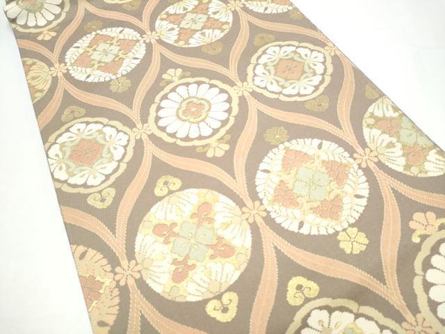 平和屋着物●両面　六通柄袋帯　立涌花文　金糸　正絹　逸品　CABH5039hy