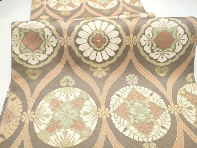 平和屋着物●両面　六通柄袋帯　立涌花文　金糸　正絹　逸品　CABH5039hy