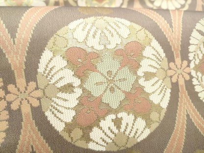 平和屋着物●両面　六通柄袋帯　立涌花文　金糸　正絹　逸品　CABH5039hy