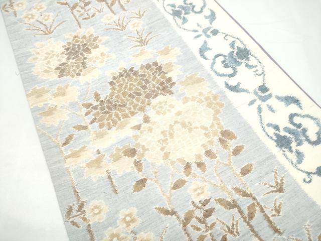 平和屋着物●全通柄袋帯　紬地　草花文　正絹　逸品　CABH5042hy