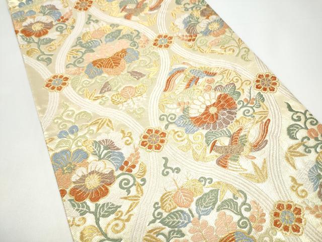 平和屋着物●六通柄袋帯　唐織　立涌花鳥文　金糸　正絹　逸品　CABH5043hy