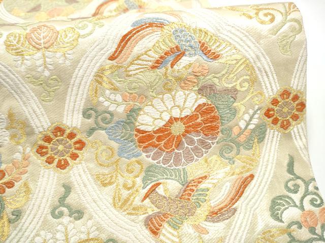 平和屋着物●六通柄袋帯　唐織　立涌花鳥文　金糸　正絹　逸品　CABH5043hy
