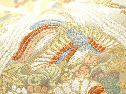 平和屋着物●六通柄袋帯　唐織　立涌花鳥文　金糸　正絹　逸品　CABH5043hy