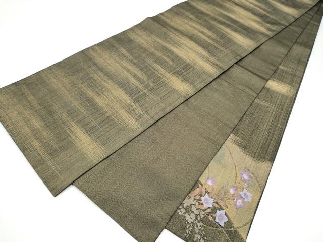 平和屋着物●京の名門　じゅらく謹製　太鼓柄袋帯　白菊秋草　金糸　正絹　逸品　CABH5044hy