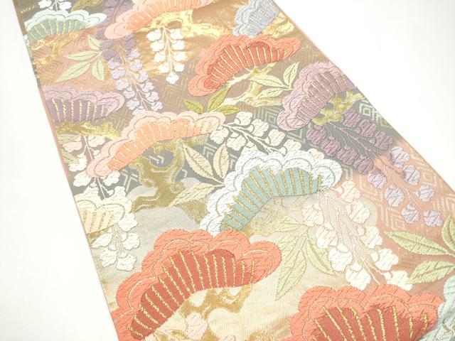 平和屋着物●六通柄袋帯　枝松文　金糸　正絹　逸品　CABH5050hy