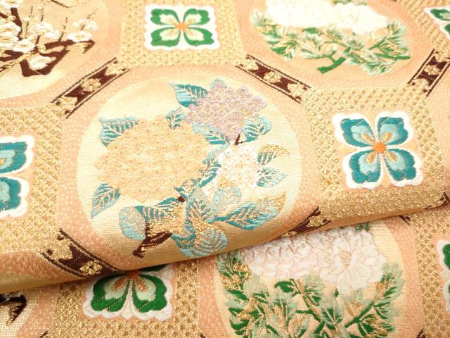 平和屋着物●六通柄袋帯　唐織　蜀江花丸文　金糸　正絹　逸品　CABH5051hy