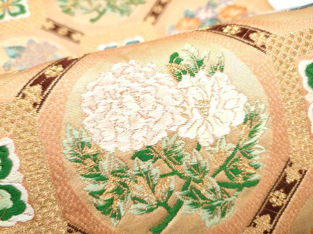 平和屋着物●六通柄袋帯　唐織　蜀江花丸文　金糸　正絹　逸品　CABH5051hy