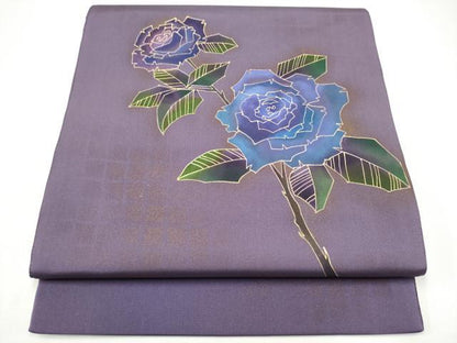 平和屋着物●太鼓柄袋帯　薔薇　金彩　正絹　逸品　CABH5052hy