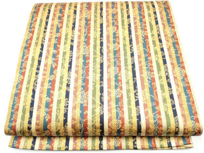 平和屋着物●全通柄袋帯　花唐草間道　金糸　正絹　逸品　CABH5056hy