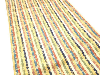 平和屋着物●全通柄袋帯　花唐草間道　金糸　正絹　逸品　CABH5056hy