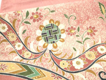 平和屋着物●太鼓柄袋帯　作家物　紬地　花唐草文　金彩　正絹　逸品　CABH5057hy