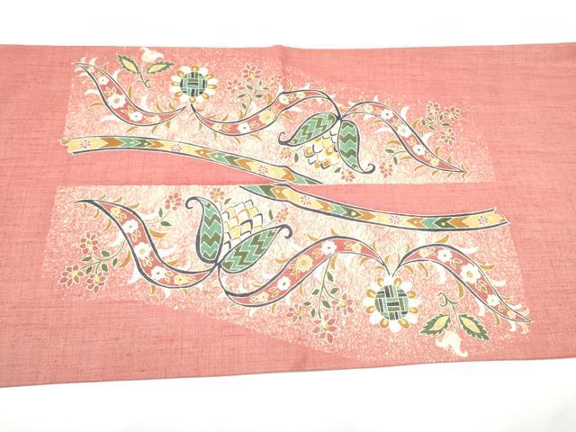 平和屋着物●太鼓柄袋帯　作家物　紬地　花唐草文　金彩　正絹　逸品　CABH5057hy