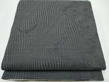 平和屋着物●染色作家　斉藤三才　全通柄袋帯　市松吉祥文　銀糸　正絹　逸品　CABH5059hy