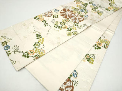 平和屋着物●六通柄袋帯　花唐草文　金糸　正絹　逸品　CABH5060hy