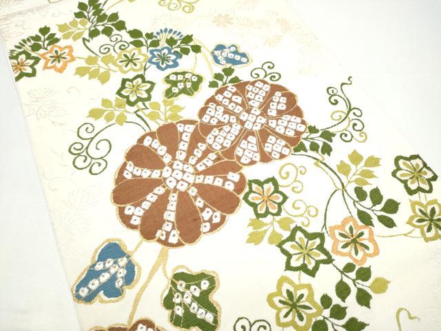 平和屋着物●六通柄袋帯　花唐草文　金糸　正絹　逸品　CABH5060hy