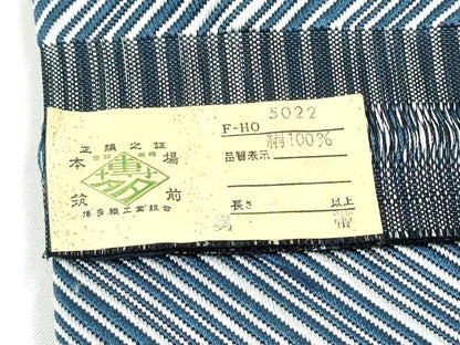 平和屋着物●男性　本場筑前博多織　角帯　斜線文　証紙付き　正絹　逸品　CABH5064hy