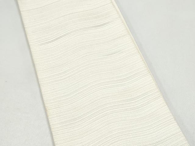 平和屋着物●男性　本場筑前博多織　角帯　粋　よろけ縞　色無地　生成り色　井上絹織物謹製　証紙付き　正絹　逸品　CABH5070hy