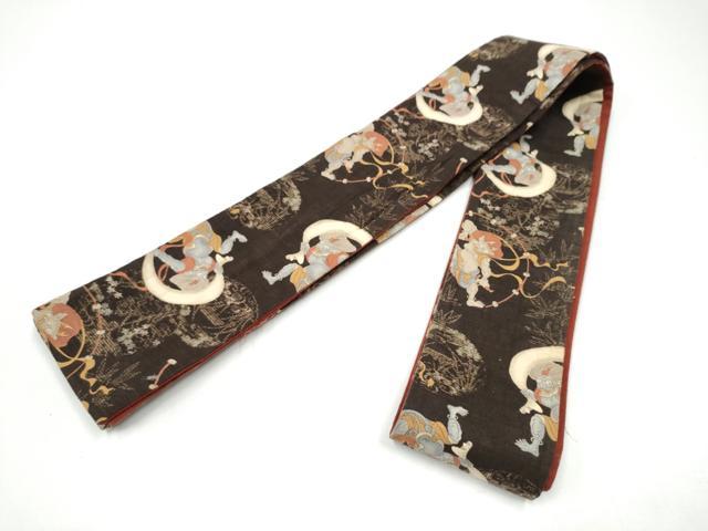 平和屋着物●男性　角帯　紬地　風神雷神　綿　逸品　CABH5076hy