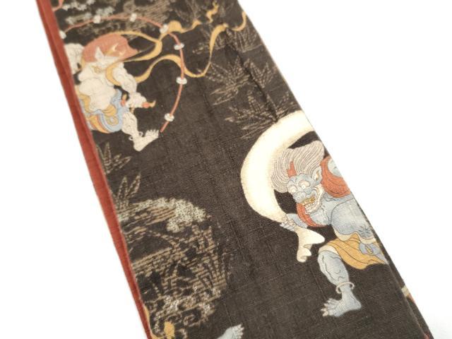 平和屋着物●男性　角帯　紬地　風神雷神　綿　逸品　CABH5076hy