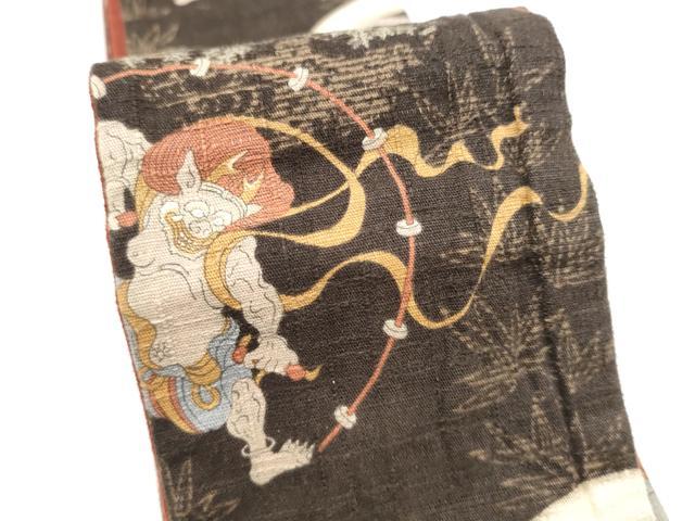 平和屋着物●男性　角帯　紬地　風神雷神　綿　逸品　CABH5076hy