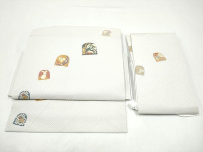 平和屋着物●つけ帯　兎花文　正絹　逸品　CABH5079hy