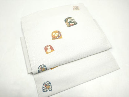 平和屋着物●つけ帯　兎花文　正絹　逸品　CABH5079hy