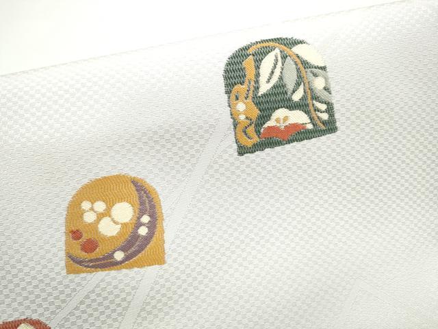 平和屋着物●つけ帯　兎花文　正絹　逸品　CABH5079hy