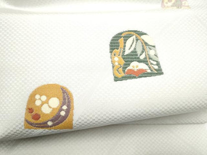 平和屋着物●つけ帯　兎花文　正絹　逸品　CABH5079hy