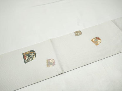平和屋着物●つけ帯　兎花文　正絹　逸品　CABH5079hy