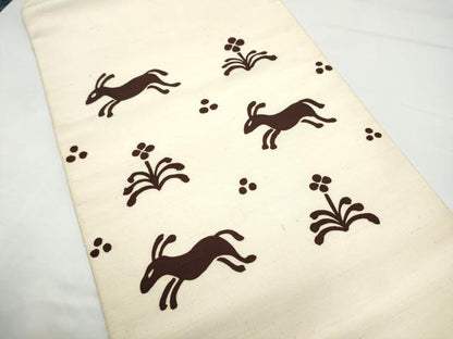 平和屋着物●つけ帯　紬地　兎花文　正絹　逸品　CABH5080hy