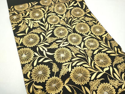 平和屋着物●つけ帯　作家物　菊　純金　黒地　正絹　逸品　CABH5081hy
