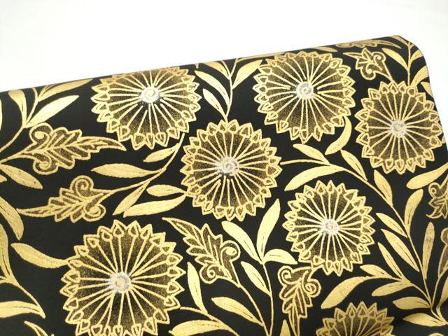 平和屋着物●つけ帯　作家物　菊　純金　黒地　正絹　逸品　CABH5081hy