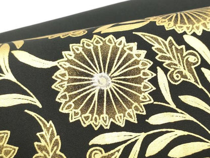 平和屋着物●つけ帯　作家物　菊　純金　黒地　正絹　逸品　CABH5081hy