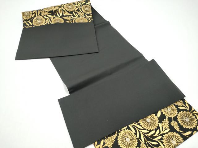 平和屋着物●つけ帯　作家物　菊　純金　黒地　正絹　逸品　CABH5081hy